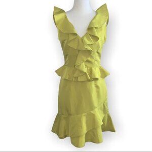 Forest Lily yellow green ruffles sleeveless mini dress size US 6
